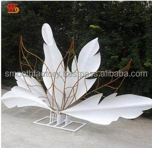 LEDA Wedding Stage White Feather <b>Backdrop</b> Creativity Arch Metal Feather Petal <b>Backdrop</b> <b>Stand</b> for Events - Product Image 2