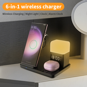 Chargeurs sans fil pour plusieurs appareils 15W 6 en 1 <span class=keywords><strong>Chargeur</strong></span> sans fil portable avec <span class=keywords><strong>réveil</strong></span> Veilleuse Support de <span class=keywords><strong>chargeur</strong></span> sans fil - Product Image 2