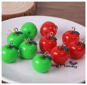 All'ingrosso casa delle bambole natale verde rosso realistico artificiale 3D vigilia di natale mela con gancio resina frutta scultura arti figurine - Product Image 5