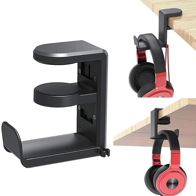 360° Rotating Headphone Stand Desktop Headset Holder PC Gaming Headset Desk Hanger Hook for Headphone Storage Organizer