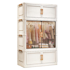 Lemari Pakaian Plastik Lipat untuk Pakaian dan Sepatu Anak Lemari Lipat Ganda Portabel - Product Image 5