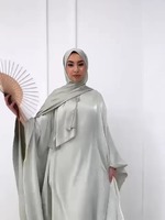 Abaya élégante et respirante pour femme, coupe ample, longue, à manches longues, avec taille ajustable, style modeste, pour l'Arabie Saoudite, vente transfrontalière