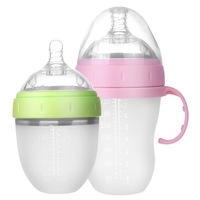 Biberon en silicone sans BPA 150ml à col large, biberon anti-colique pour nouveau-né
