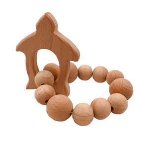 Massaggiagengive in legno di faggio organico per bambini/legno per uso alimentare faggio animale molare ciuccio catena per dentizione naturale sonaglio molare in legno - Product Image 2