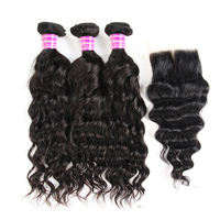 Extensions de Cheveux Humains Vierges Remy 10A Ondulés Profonds Naturels Noirs de Birmanie
