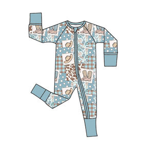 Piyama Bambu Beritsleting Kustom dan Personal, Grosir Piyama Bayi Balita Beritsleting dengan Kaki Terbungkus untuk Bayi Baru Lahir - Product Image 5