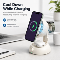 Chargeur sans fil 4-en-1 pour ordinateur de bureau avec ventilateur de refroidissement, charge rapide pour téléphone, écouteurs et montre connectée, idéal pour un usage personnel