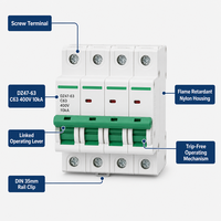 Disjoncteur miniature Wanbo-538 DZ47-63 1P 2P 3P 4P Courbes C D 6kA 10kA 400V AC MCB Interrupteur d'air Rail DIN