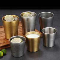 Tasse conique en acier inoxydable, gobelet ergonomique à double paroi isolé en acier inoxydable 304, tasse à café en métal, mug à bière pour bar et restaurant. Accueil