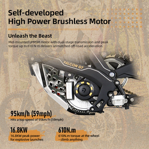 Motocicleta Todoterreno Eléctrica 79Bike Falcon <span class=keywords><strong>GT</strong></span> 72V 40Ah, 16.8KW 610Nm IP67, Motocross para Adultos - Product Image 4