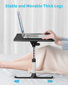 SAIJI hotsale basit deri yüzey dizüstü bilgisayar masası ayarlanabilir katlanabilir siyah yatak ev ofis için <span class=keywords><strong>lap</strong></span> masası çocuk çalışma masası - Product Image 4