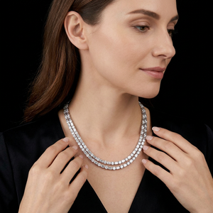 32.00 CT Round And Emerald Cut Diamond 18K <b>Gold</b> Unisex Luxury <b>Necklace</b>-Trendy Lab Grown Jewelry for Gift Occasions - Product Image 3