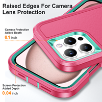 Coque de téléphone antichoc 3-en-1 de luxe en TPU+PC avec béquille intégrée, prix de gros abordable, pour iPhone 16 Pro Max 16 15 14 13, rose pour filles
