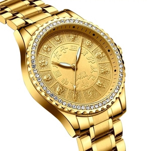 <span class=keywords><strong>Montre</strong></span> à quartz lumineuse pour homme Fngeen S777, plaquée or, cadran serti de diamants, zodiaque chinois, cadeau pour homme, <span class=keywords><strong>montre</strong></span> étanche, montres dorées - Product Image 3