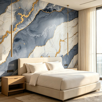 Autocollant mural de luxe bleu marine marbré avec veines dorées XPE/EPE/IXPE, imperméable, ignifuge, insonorisant, moderne, pour salle de bain et salon, garantie 5 ans