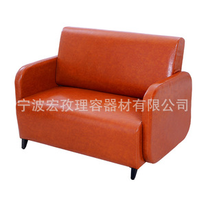 เก้าอี้พักคอยร้านทำผม HZ7020 สีน้ำตาลอ่อน โซฟาทรงสี่เหลี่ยมทนทาน สำหรับพื้นที่พักผ่อนร้านตัดผม - Product Image 4