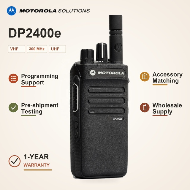 Motorola DP2400e Digital Two Way Radio VHF or UHF 64 Channels IP67 SINC Plus Noise Cancellation for Business Communication