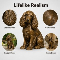 Sculpture réaliste de Cocker Spaniel en bronze, statue de chien réaliste, figurine d'animal en bronze coulé, décoration de jardin, patio, extérieur, objet de collection