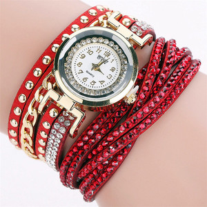 批发韩版羊绒长丝带圆形装饰女表时尚铆钉钻石指针石英表女士 - Product Image 6