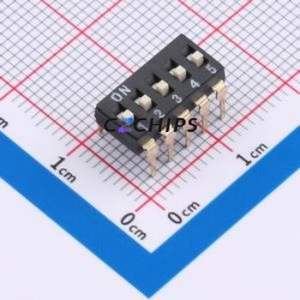 DSIC-05-LD-GET DIP Switch Through hole Component THT,P=2.54mm Switch Flat Toggle, Raised Type Single Pole Single Throw 5 2.54mm - Product Image 1