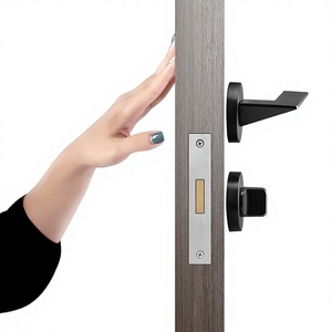 Modern High Quality <b>Safety</b> Zinc Black Gray Bedroom Door Handle Interior <b>Lock</b> Lever Handles - Product Image 3