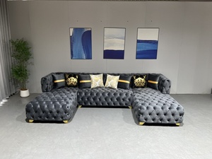New Design Modern U-<strong>Shape</strong> Corner Sofa Set <strong>Luxury</strong> Velvet Fabric Chesterfield Tufted Sofa Vintage Sectional Modular <strong>Couch</strong> - Product Image 6