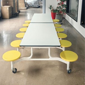 Multi Functional <b>Foldable</b> Conference <b>Table</b> Rectangle 12 Seat With Yellow Seats For Children Dining Room Use - Product Image 2