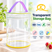 Sac de rangement transparent en PVC en gros, organisateur rond transparent avec fermeture éclair et poignée, logo, taille et couleur personnalisables