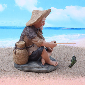Quyingqiu Harz Figur Stück Großer Blumentopf Garten Aquarium Landschaft Dekoration Fischer - Product Image 3