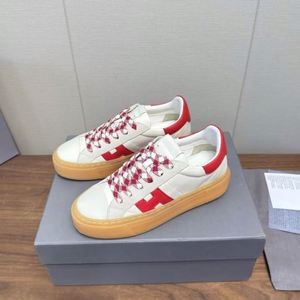 Zapatillas Casuales de Plataforma para Mujer, de Cuero Genuino, con Cordones, de Caña Baja, Suela Gruesa, Logotipo Plateado, para Uso Diario, Zapatos de Diseño de Lujo - Product Image 1
