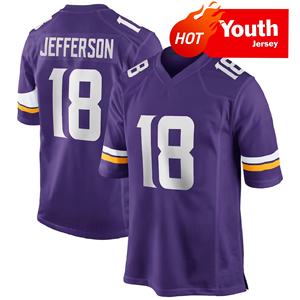 ทีมไวกิ้งเยาวชนขายส่ง # 22 สมิธ 9 #   แม็คคาร์ธี 18 #   เสื้ออเมริกันฟุตบอลเย็บคุณภาพสูงของเจฟเฟอร์สัน พร้อมโลโก้ - Product Image 2