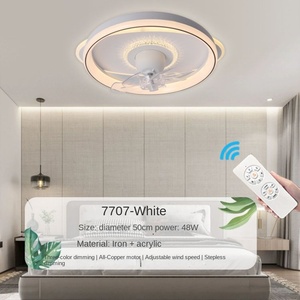 AGI32 Comfortable 5 Blade DC Warm <b>Lighting</b> Simple Creative Layout <b>Bedroom</b> Dining Room Fan Three Colours Glass Base for AC Motor - Product Image 2