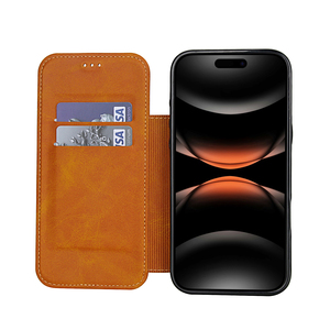 Étui de téléphone à clapet en PU tendance avec fentes pour cartes intégrées, fonction béquille, protection antichute pour iPhone 17/18 Pro Max Samsung S25 Ultra - Product Image 6