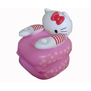 Wholesale Pink Cute Cartoon Cat Pvc Inflatable Chair Cushion for Kids