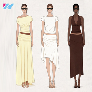 Falda Larga Maxi de Verano para Mujer, con Volantes en el Bajo y Cintura Alta, Diseño Personalizado de Alta Calidad al por Mayor - Product Image 1