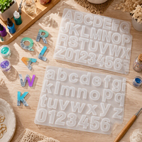 Moule en silicone pour 26 lettres de l'alphabet et chiffres, réutilisable, pour la fabrication de bijoux, de pendentifs et de porte-clés en résine époxy, facile à démouler