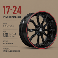 Jantes forgées en deux parties noires à rayons en V et baril rouge, 18, 19, 20, 21 pouces, 5x112, 5x114.3, 5x120, BMW M4