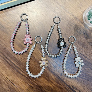 Cordones <span class=keywords><strong>para</strong></span> teléfono inteligente con purpurina y cuentas, correa de muñeca con dijes de cristal y osito de peluche de diamantes de imitación <span class=keywords><strong>para</strong></span> funda de móvil - Product Image 5