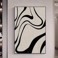 Impression sur toile noir et blanc, œuvre d'art abstraite géométrique, art mural personnalisé, peinture sur toile faite à la main, peinture moderne