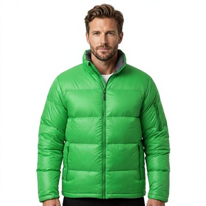 Veste matelassée pour homme, coupe-vent, col montant, vêtement d'hiver décontracté, coupe régulière, 100% polyester, fermeture éclair, veste matelassée chaude - Product Image 1