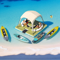 Isla Flotante Inflable Directo de Fábrica con Toldo Parasol y Plataforma de EVA para Lago, Piscina y Recreación