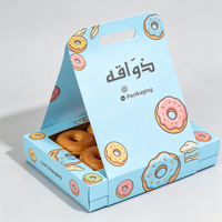Boîte d'emballage pour beignets à emporter personnalisée, boîte à beignets en papier de haute qualité avec poignée, boîte de présentation en papier avec poignée