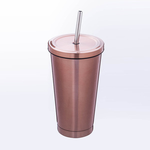 Venta vacío flaco vaso de agua con paja y tapa en caliente y en frío de acero inoxidable de doble pared taza de la taza de café - Product Image 4