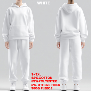 Conjunto Unisex de Sudadera con Capucha y Pantalones de Felpa de 350G, Modelo 2026 Comfort-Core, Estilo Holgado y Combinado <span class=keywords><strong>para</strong></span> Hombre y <span class=keywords><strong>Mujer</strong></span> - Product Image 6