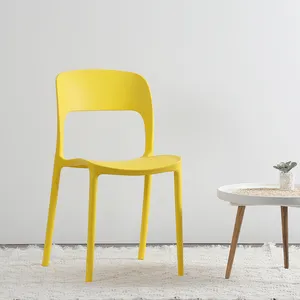 Ucuz Modern renkli İstiflenebilir restoran yemek sarı plastik sandalye
