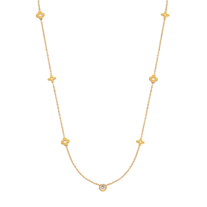 Collier en acier inoxydable plaqué or 18 carats style bohème avec pendentif fleur délicat et chaîne à maillons ornée de zircon 3A, idéal pour un cadeau d'anniversaire - Product Image 5