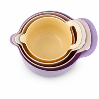 Ensemble de 4 bols à salade en plastique, plateau à fruits, design moderne et minimaliste, sans BPA, empilables, résistants au congélateur, pour mélanger la farine, utilisation en cuisine