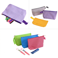 Pochettes multifonctionnelles en toile de coton vierge avec fermeture éclair : trousses de maquillage colorées, étuis à crayons pour les voyages, le bureau et l'organisation scolaire