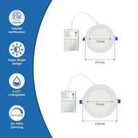 Plafonnier encastré LED 3CCT sélectionnable en couleur de 4 pouces, panneau lumineux LED, spot LED, downlight, spot avec boîte de jonction