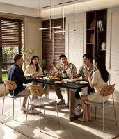 Table à manger en marbre minimaliste moderne, forme rectangulaire, imperméable, grande taille pour 8 personnes